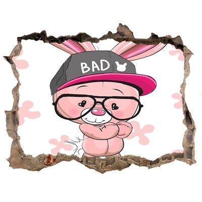 Autocolant un zid spart cu priveliște Iepurașul cu pălărie