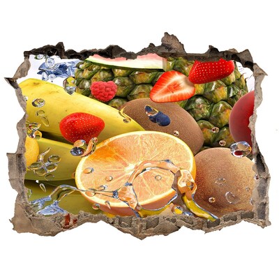 Autocolant de perete gaură 3D Paradisul fructelor din spatele zidului