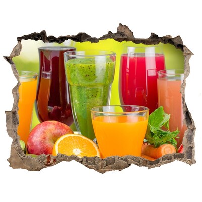 Autocolant gaură 3D Fructe și smoothie-uri la gaura din perete