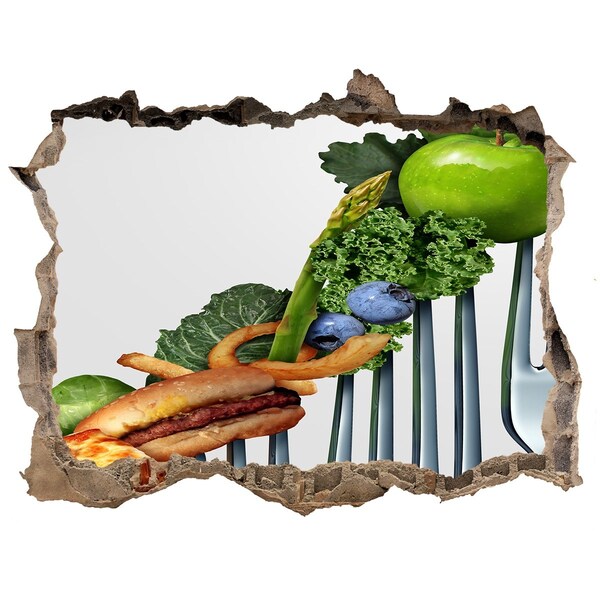 Autocolant de perete gaură 3D Lumea culinară din spatele zidului