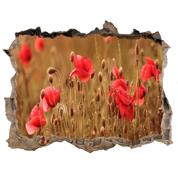 Autocolant gaură 3D Flori printre zidul ruinat