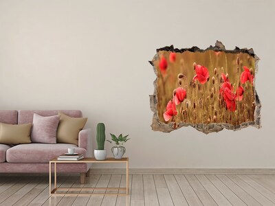 Autocolant gaură 3D Flori printre zidul ruinat