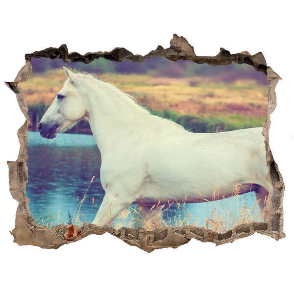 Autocolant 3D gaura cu priveliște White lake horse