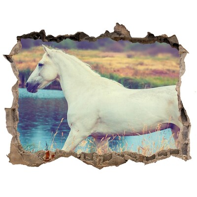 Autocolant 3D gaura cu priveliște White lake horse