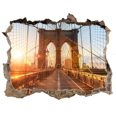 Autocolant de perete gaură 3D Podul Brooklyn la apus