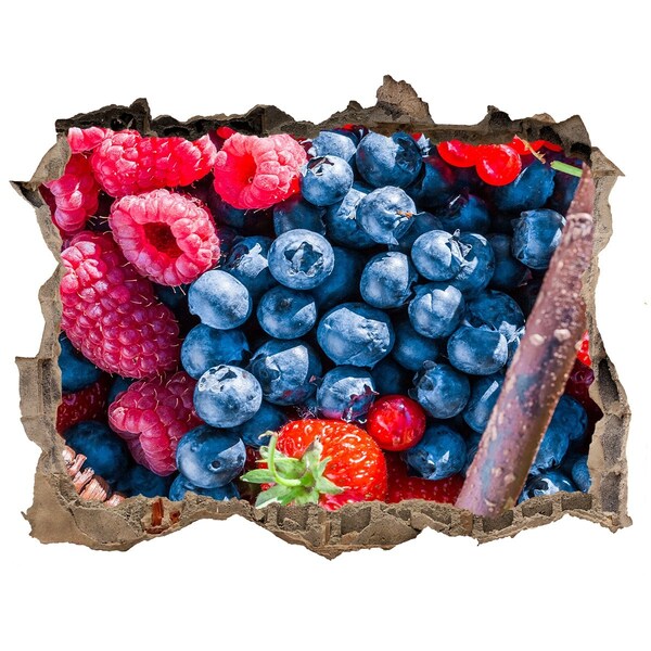 Fototapet un zid spart cu priveliște Gaură fructată în perete