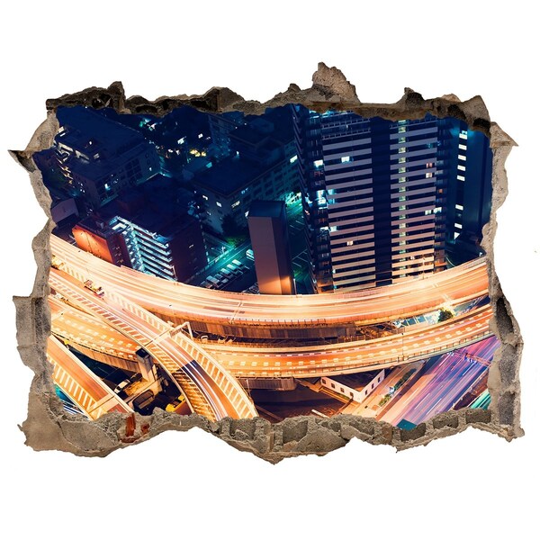 Autocolant autoadeziv gaură Vedere a orașului noaptea