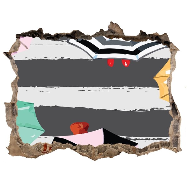 Autocolant gaură 3D Plajă misterioasă cu umbrele