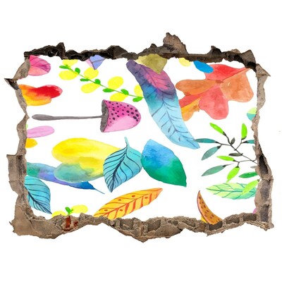 Autocolant gaură 3D Pictură murală cu flori printr-o gaură în perete