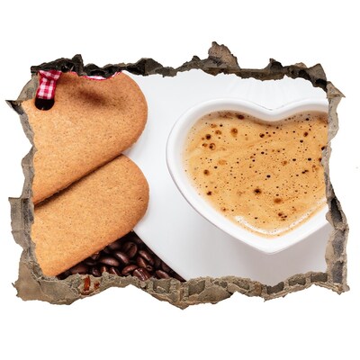 Autocolant 3D gaura cu priveliște Cafea cu fursecuri