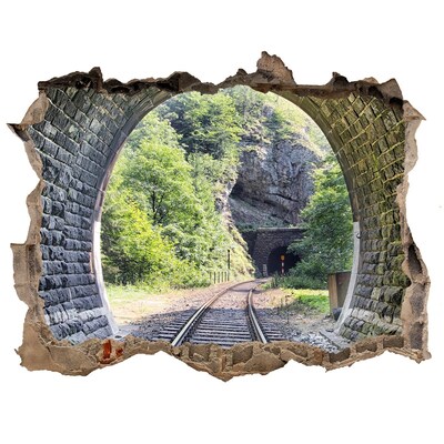 Fototapeta dziura na ścianę 3d Tunel feroviar