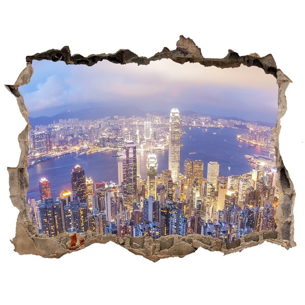 Fototapeta dziura na ścianę 3d Hong kong panorama