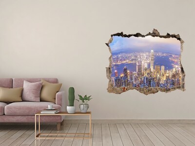 Fototapeta dziura na ścianę 3d Hong kong panorama