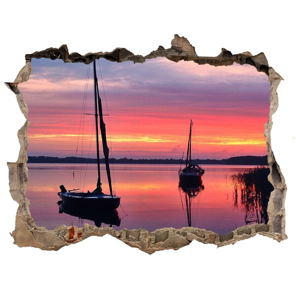 naklejka fototapeta 3D Sailboats la sunset