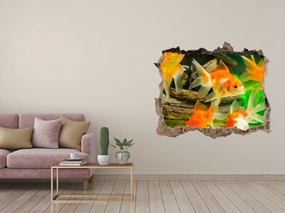 Dziura 3d foto tapeta naklejka Peștișorii aurii în lumea subacvatică