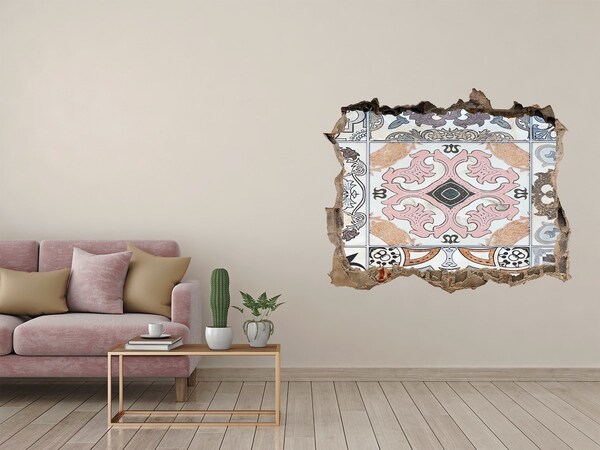 Fotoobraz dziura na ścianę O podea uzată cu plăci colorate