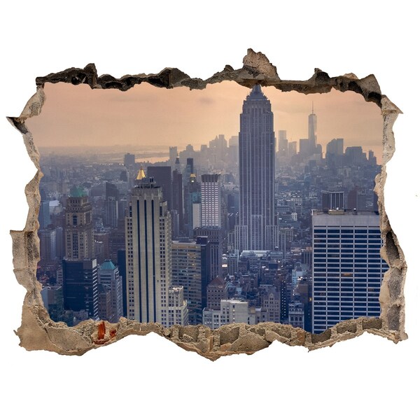 Fototapeta dziura na ścianę 3d Manhattan new york city