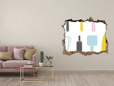 Samoprzylepna naklejka Ustensile de bucătărie într-o gaură în perete