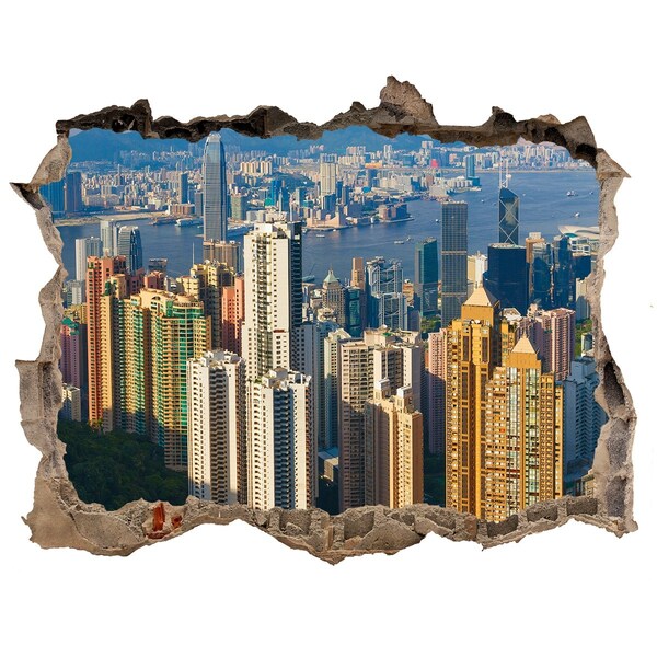 Fototapeta dziura na ścianę 3d Hong kong panorama