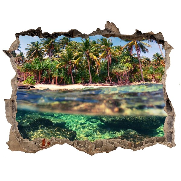 Autocolant gaură 3D Plaja tropicala
