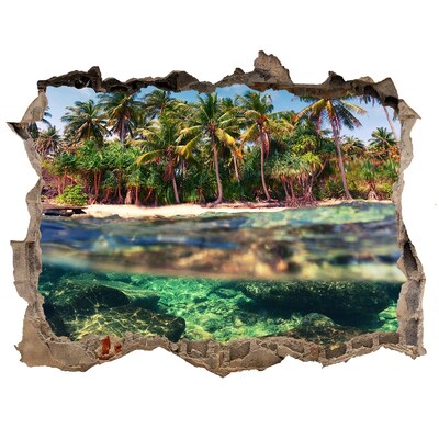 Autocolant gaură 3D Plaja tropicala