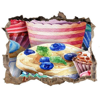 Autocolant gaură 3D Briose colorate