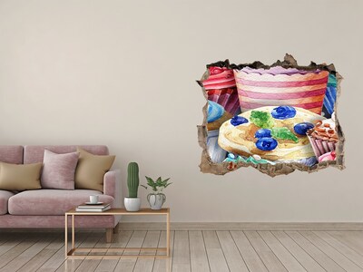 Autocolant gaură 3D Briose colorate