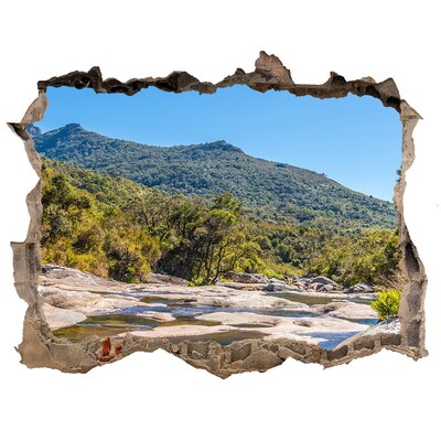 Autocolant autoadeziv gaură Peisaj montan în spatele găurii din perete