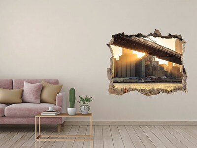 Autocolant un zid spart cu priveliște Pod în soarele apus