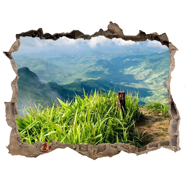 Autocolant autoadeziv gaură O vale verde în munți