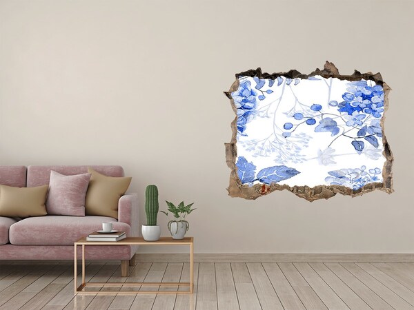 Autocolant autoadeziv gaură Vedere a florilor printr-o gaură în perete