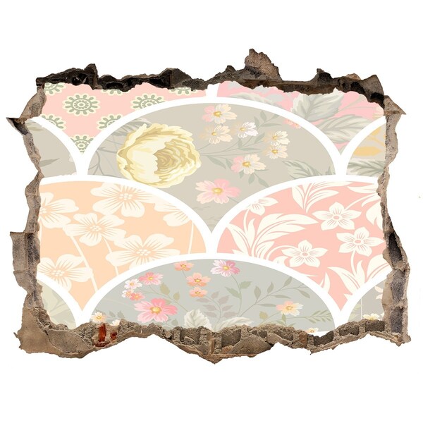 Autocolant autoadeziv gaură Model floral în spatele unui perete deteriorat