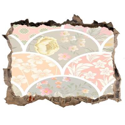 Autocolant autoadeziv gaură Model floral în spatele unui perete deteriorat