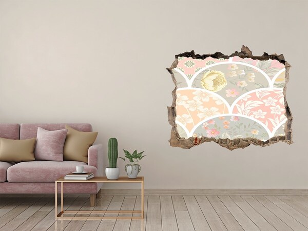 Autocolant autoadeziv gaură Model floral în spatele unui perete deteriorat