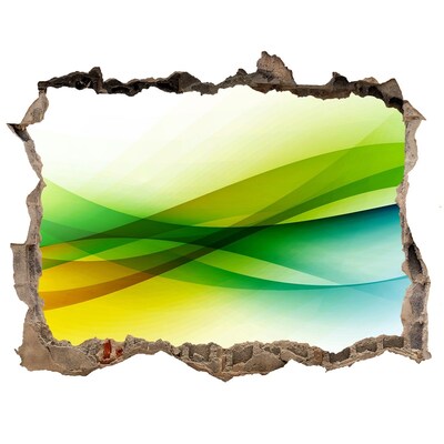 Fototapet 3D gaură în perete Peisaj colorat în spatele zidului