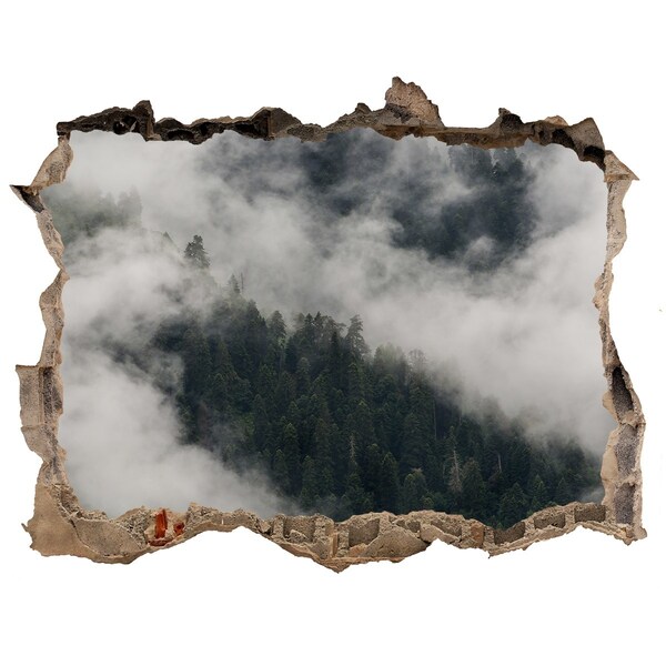 Fototapet un zid spart cu priveliște Valea verde printre nori