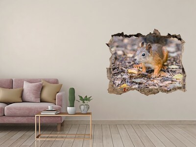 Autocolant un zid spart cu priveliște Veveriță în pădure