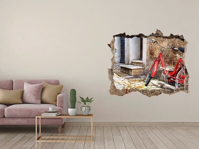 Autocolant 3D gaura cu priveliște O bicicletă roșie pe o stradă fermecătoare