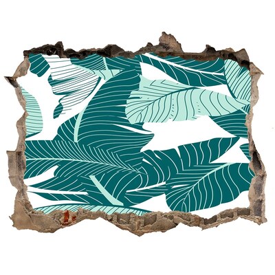 Autocolant 3D gaura cu priveliște O oază tropicală într-un zid în ruine