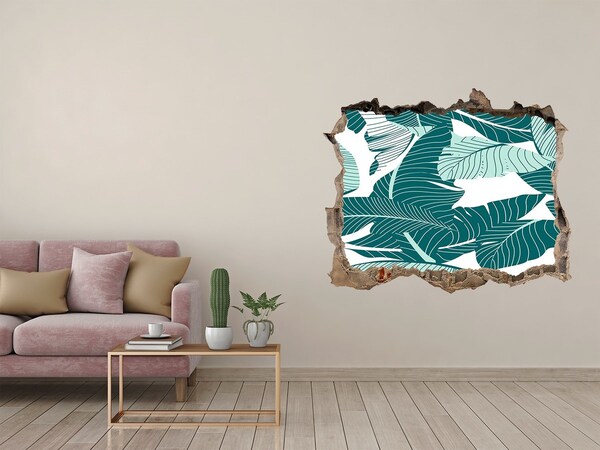 Autocolant 3D gaura cu priveliște O oază tropicală într-un zid în ruine