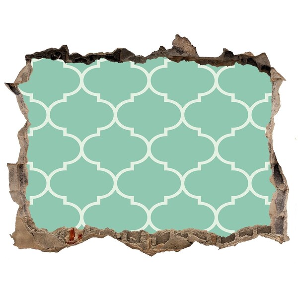 Autocolant gaură 3D Mozaic verde pe fundalul unui perete deteriorat