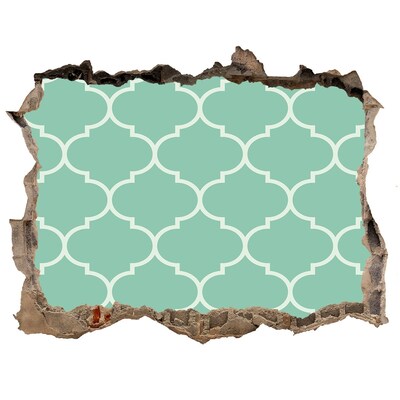 Autocolant gaură 3D Mozaic verde pe fundalul unui perete deteriorat