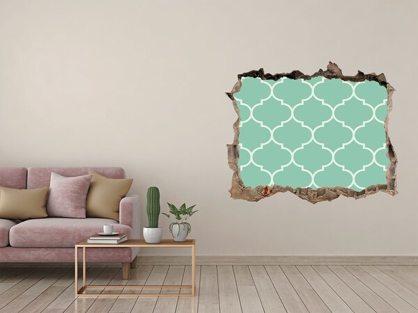 Autocolant gaură 3D Mozaic verde pe fundalul unui perete deteriorat