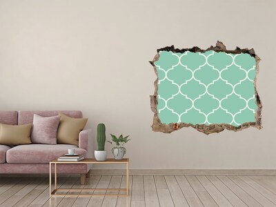 Autocolant gaură 3D Mozaic verde pe fundalul unui perete deteriorat