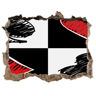 Autocolant 3D gaura cu priveliște Zid spart cu accente roșii