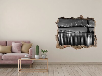 Autocolant 3D gaura cu priveliște Podul Manhattan noaptea