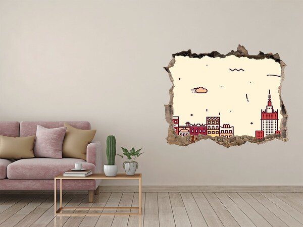 Fototapet un zid spart cu priveliște Orașul din spatele zidului