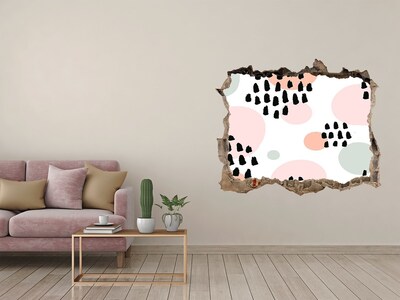 Autocolant gaură 3D O gaură în perete cu pete colorate