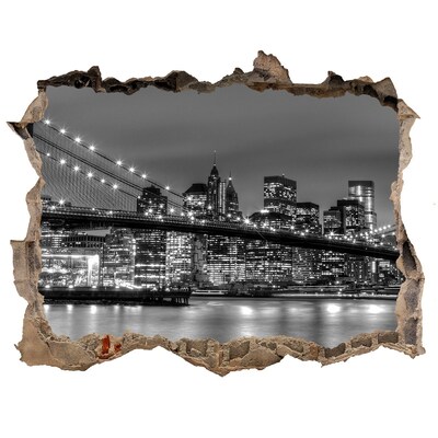Fototapet 3D gaură în perete Orizontul New York-ului noaptea