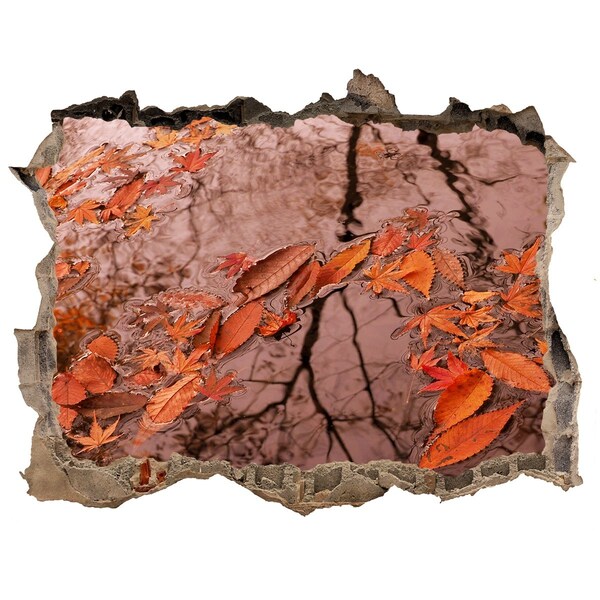 Autocolant un zid spart cu priveliște Suprafața apei de toamnă